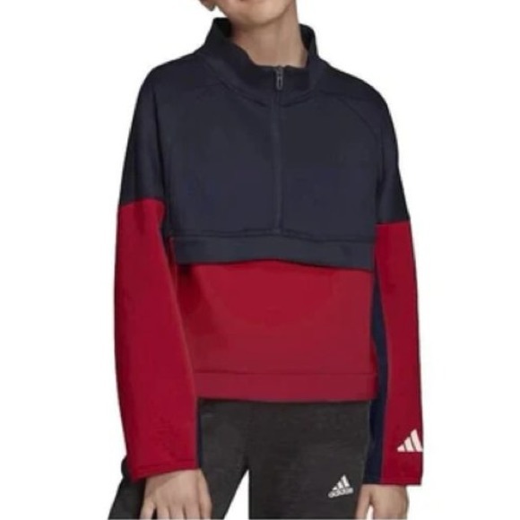 adidas Kids Navy and Red Half-Zip Jacket